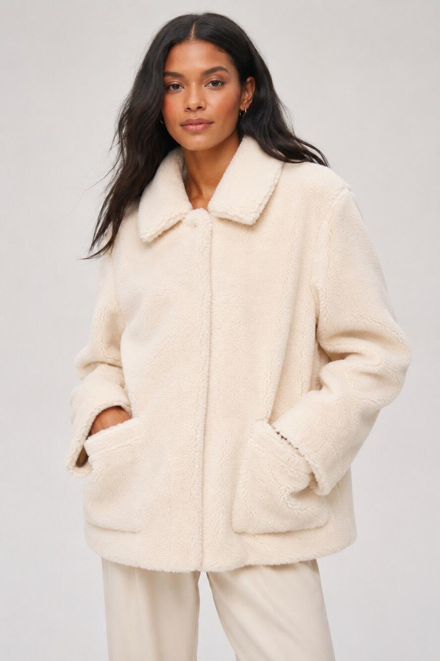 Rebecca Minkoff Harley Teddy Jacket Cream Size Large NWT